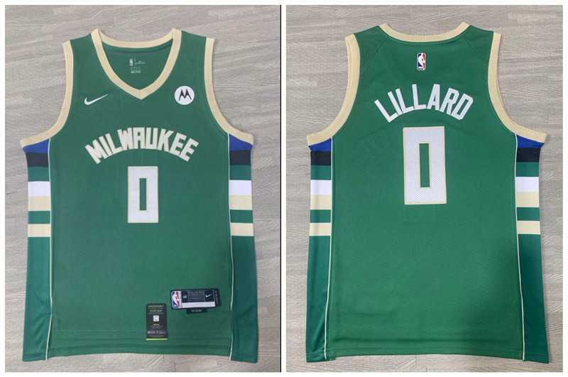 Bucks 0 Damian Lillard Green Nike Swingman Jersey->milwaukee bucks->NBA Jersey